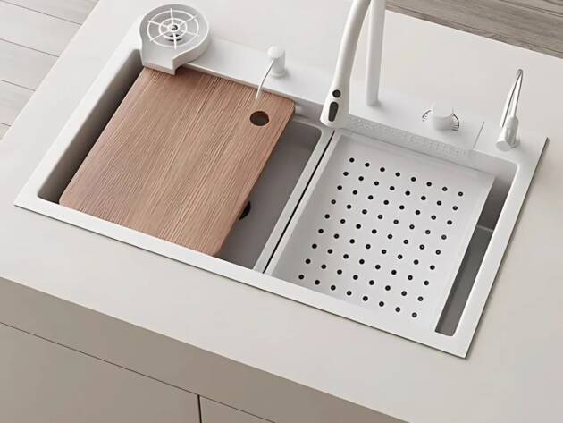 Évier inox avec robinet intégré