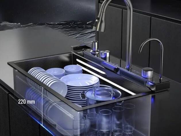 Évier en acier inoxydable avec écran numérique